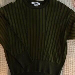 DKNY Olive Ribbed Crewneck Knit